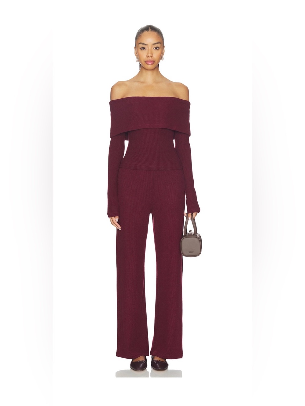 4th and Reckless knit set cherry. Off the shoulder sweater& pants Xs nwt revolve
